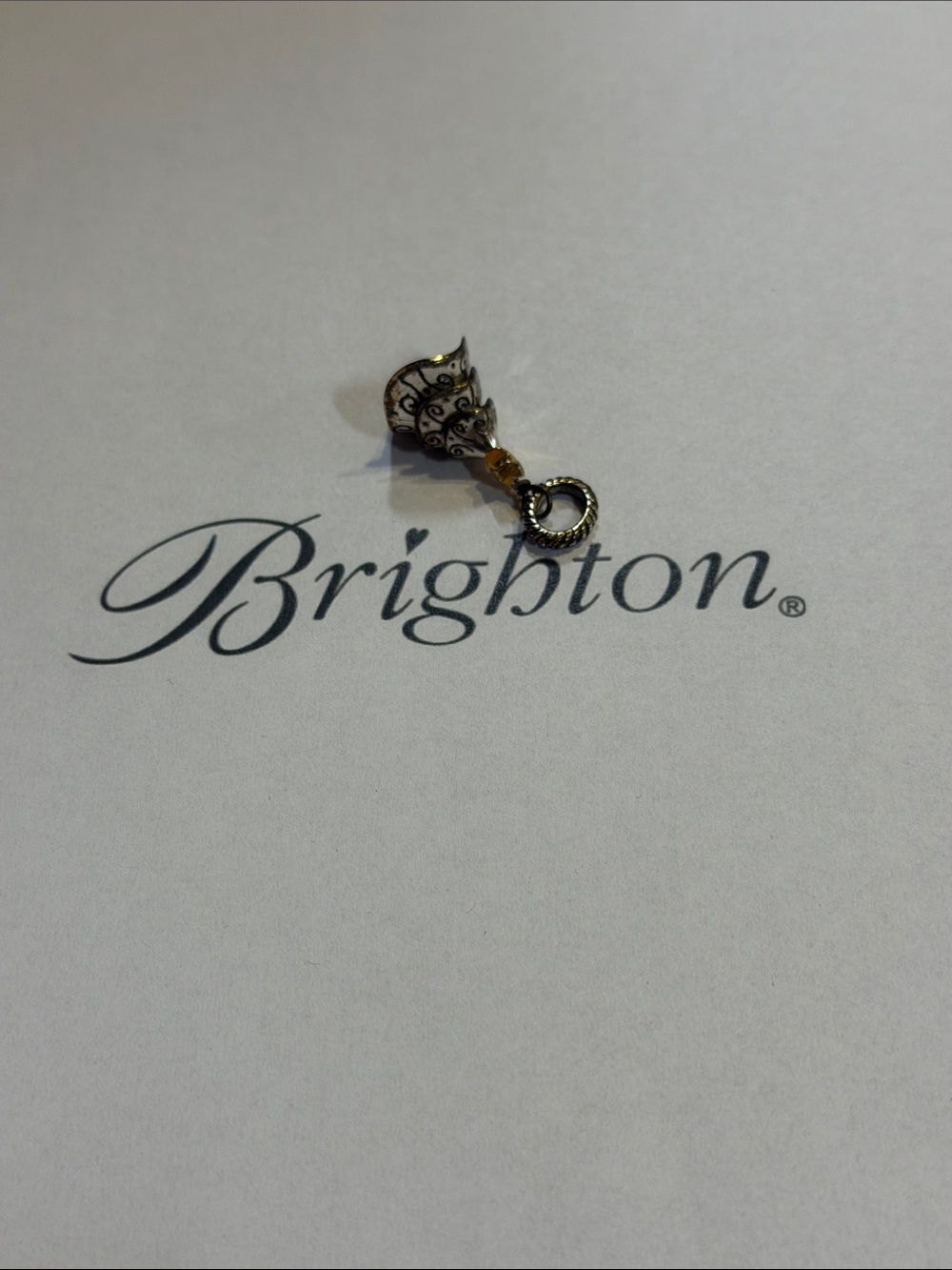 🎄 BRIGHTON RETIRED CHARM! ‘Tinsle’ Christmas Tree Silver Charm Crystal Accents